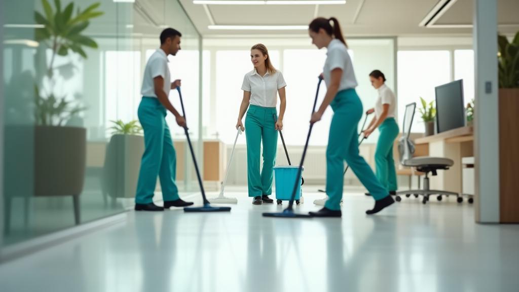 Schoonmaak Meesters professional cleaning team at work in modern office