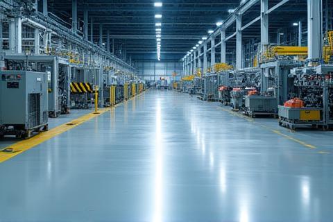 Industrial plant floor after comprehensive cleaning